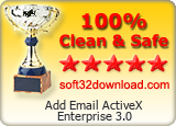 Add Email ActiveX Enterprise 3.0 Clean & Safe award
